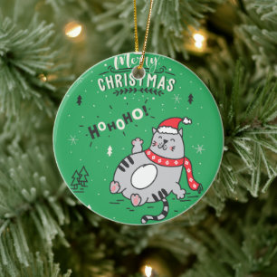 Niedliche und lustige Katze Weihnachten freudige G Keramik Ornament