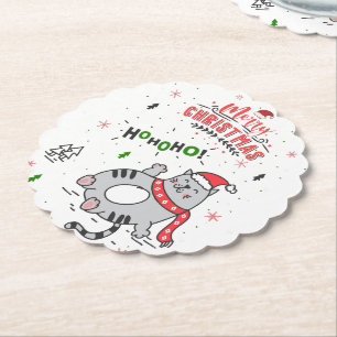 Niedliche und lustige Katze Weihnachten freudige G Untersetzer