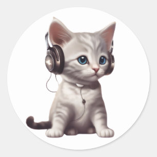 niedliche und lustige Katzen mit Kleidung Runder Aufkleber