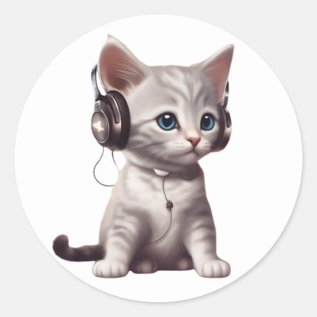 niedliche und lustige Katzen mit Kleidung Runder Aufkleber (Vorderseite)