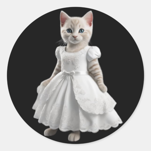 niedliche und lustige Katzen mit Kleidung Runder Aufkleber (Vorderseite)