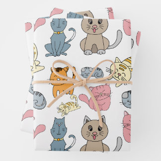 Niedliche und lustige Katzen und Kätzchen Geschenkpapier Set