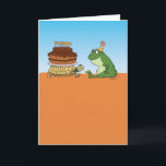 Niedliche und lustige Schildkröten und Frosch Gebu Karte<br><div class="desc">Diese niedliche und lustige Geburtstagskarte zeigt eine Schildkröte,  die einen Frosch einen Geburtstagskuchen bringt. Es war das Warten wert!

Danke für die Auswahl dieses originalen Designs von © Chuck Ingwersen und die Unterstützung für mich - ein unabhängiger Künstler! Ich poste jeden Tag Cartoon auf Instagram: https://www.instagram.com/captainscratchy</div>