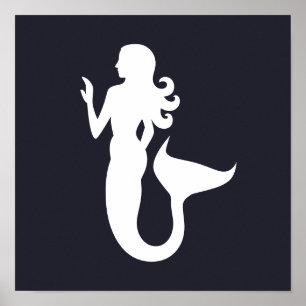 Niedliche und lustige Silhouette eines MERMAID   Poster