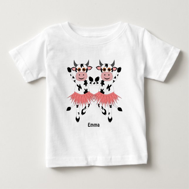 Niedliche und lustige tanzende Kühe Baby T-shirt (Vorderseite)