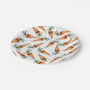 Niedliche und lustige Watercolor-Karotte mit Pappteller