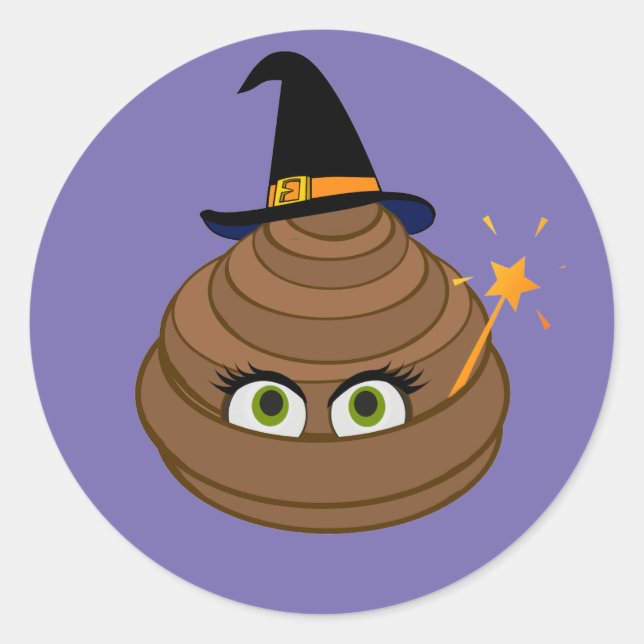 Niedliche und lustige Witchy Kackte Emoji Runder Aufkleber (Vorderseite)