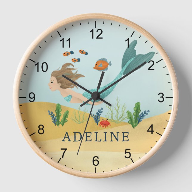 Niedliche und magische Meerjungfrauen Uhr (Vorderseite)