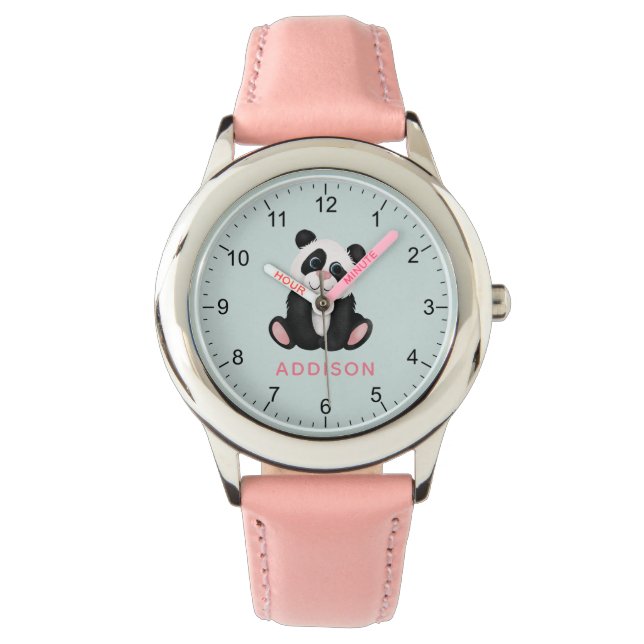 Niedliche und Minimalistische Panda Bärenkinder Armbanduhr (Vorderseite)