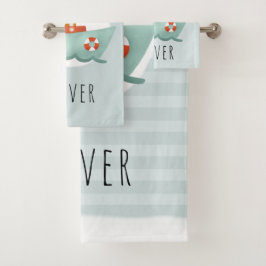 Niedliche und moderne Blue Boat Kinder Badhandtuch Set