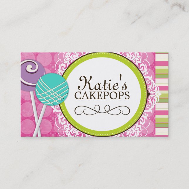 Niedliche und Playful Kuchen-Pop-Geschäfts-Karten Visitenkarte (Vorderseite)