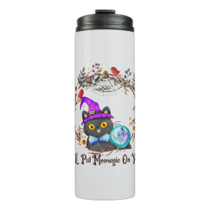 Niedliche und Punny Witch Cat Thermosbecher