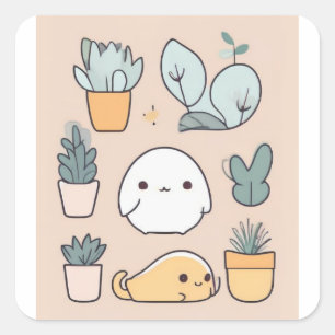 Niedliche und raue Katze Quadratischer Aufkleber