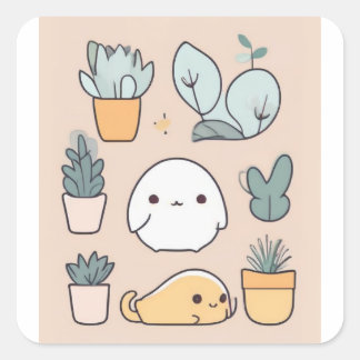 Niedliche und raue Katze Quadratischer Aufkleber