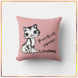 Niedliche und rosa Katzenkatze, Pajamas-Kissen Kissen