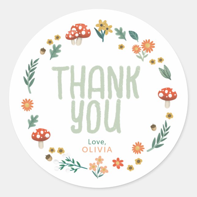 Niedliche und rustikale Babydusche Woodland Gefall Runder Aufkleber (Vorderseite)