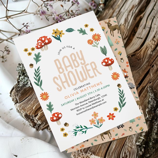 Niedliche und rustikale Girls Forest Woodland Baby Einladung (Von Creator hochgeladen)