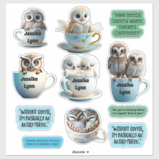 Niedliche und schmucklose Eule-Sticker personalisi Aufkleber