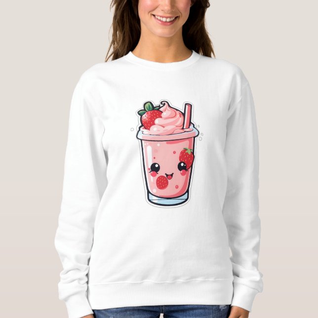 niedliche und schöne Kawaii Erdbeermilch Sweatshirt (Vorderseite)