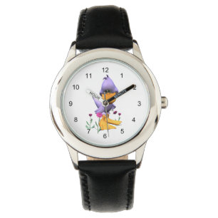 Niedliche und schüchterne Lila Cartoon Duck Armbanduhr