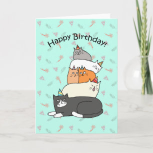 Niedliche und sonnige Katzen - Happy Birthday Karte