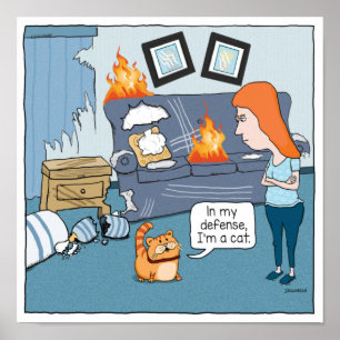 Niedliche und sonnige schlechte Katze Poster