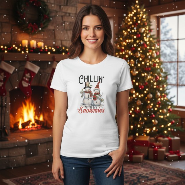 Niedliche und stilvolle Kinder mit Schneemassen Wi T-Shirt (Cute and Stylish Chillin With My Snowmies Winter T-Shirt)