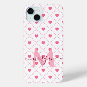 Niedliche und stilvolle rosa Herz-Custom Monogram  Case-Mate iPhone Hülle