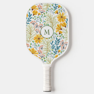 Niedliche und weibliche Vintage Blumenmuster Pickleball Schläger