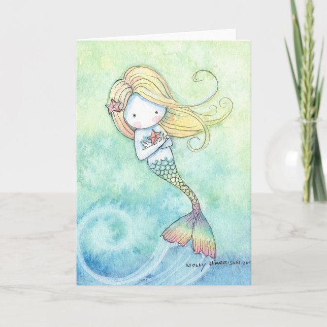 Niedliche und whimsical-Mermaid-Karte Karte (Vorderseite)