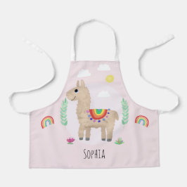 Niedliche und whimsical Pink Rainbow Llama Kinder Schürze