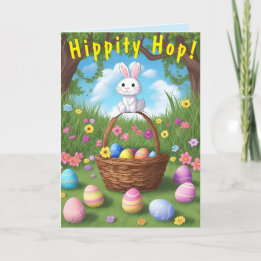 Niedliche und winzige Hippity Hop Rabbit Osterkart Feiertagskarte