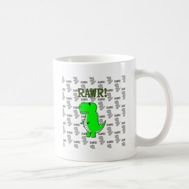 Niedliche und wütende T-Rex mit schwarz-weißem Mus Kaffeetasse (Rechts)