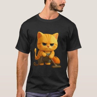 Niedliche unglückliche Reinigungskatze, adorabler  T-Shirt