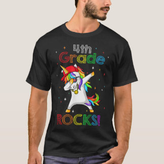 Niedliche Unicorn 4. Klasse Rocks erster Tag zurüc T-Shirt