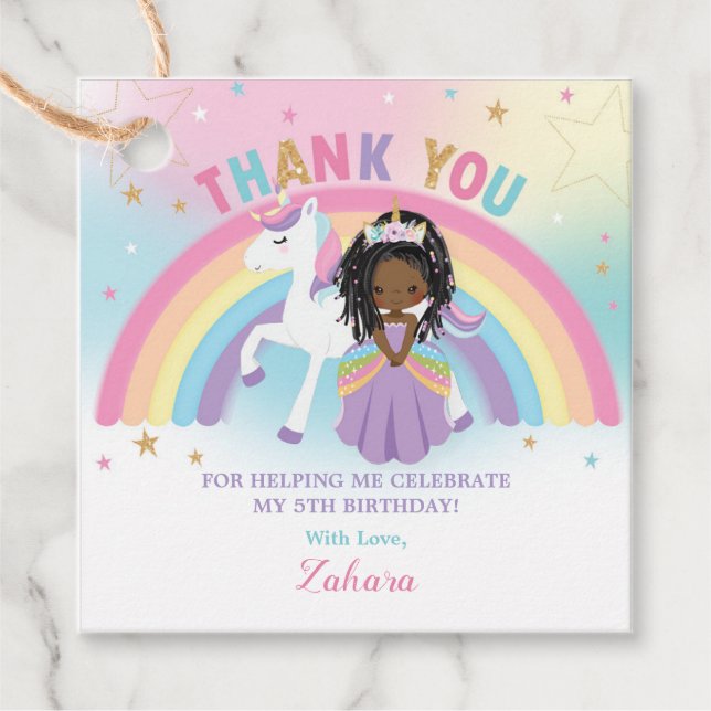 Niedliche Unicorn Afrikanische Prinzessin Geburtst Geschenkanhänger (Vorderseite)