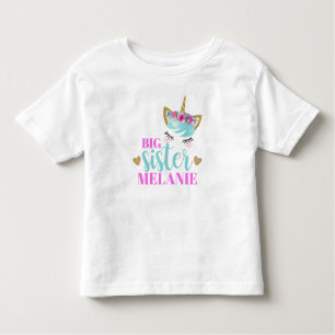 Niedliche Unicorn Big Sister Personalisiert Baby K Kleinkind T-shirt
