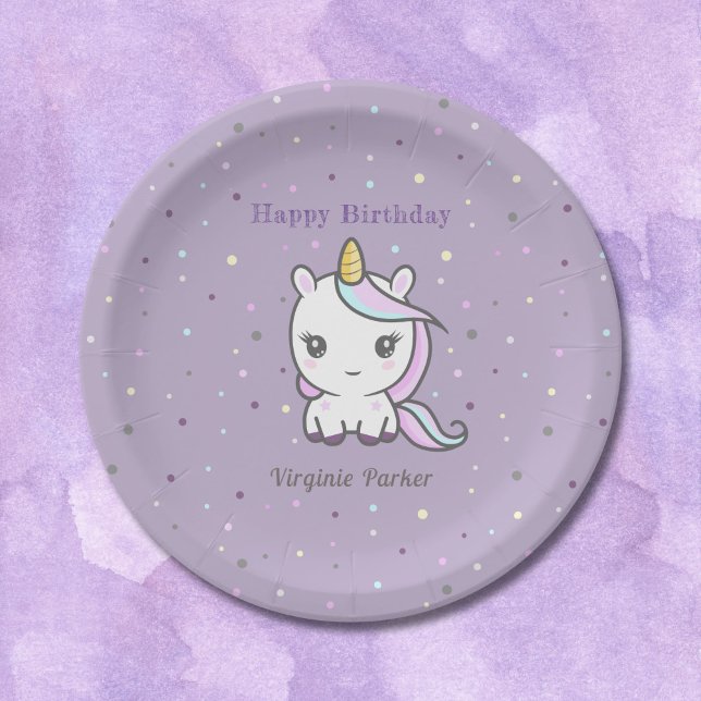 Niedliche Unicorn Birthday Paper Teller (Cute Unicorn Birthday Paper Plates)