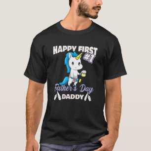 Niedliche Unicorn glücklich Erster Vatertag Daddy T-Shirt