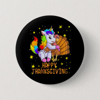 Niedliche Unicorn Hugs Türkei glückliche Thanksgiv Button