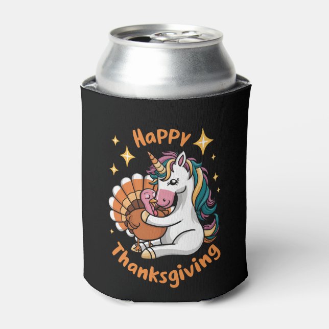 Niedliche Unicorn Hugs Türkei glückliche Thanksgiv Dosenkühler (Kanne Vorderseite)
