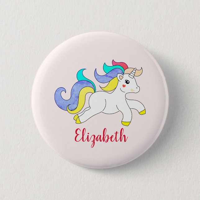 Niedliche Unicorn-Illustration Benutzerdefinierte  Button (Vorderseite)