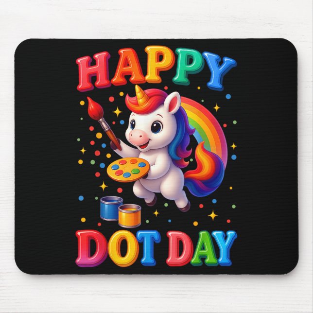 Niedliche Unicorn Liebhaber Fans Polka Dots Happy  Mousepad (Vorne)