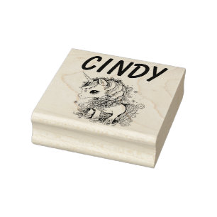 NIEDLICHE UNICORN PERSONALISIERT NAME RUBBER BRIEF GUMMISTEMPEL