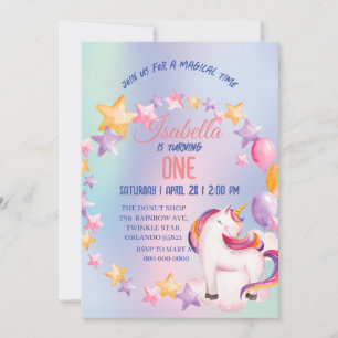 Niedliche Unicorn Rainbow Geburtstagsparty-Kinder Feiertagskarte