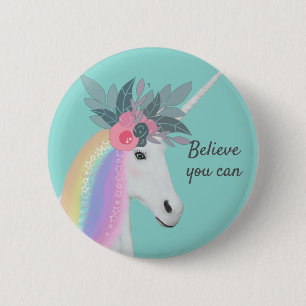 Niedliche Unicorn Regenbogen Geburtstag glauben Si Button