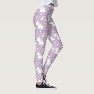 Niedliche Unicorn-Regenbogen-Mädchen-lila Leggings
