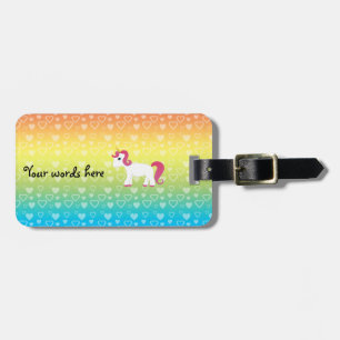 Niedliche Unicornregenbogenherzen Gepäckanhänger