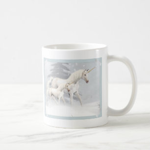 Niedliche Unicorns in Schnee 1 Tasse