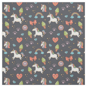 Niedliche Unicorns und Regenbogen-blaues Stoff